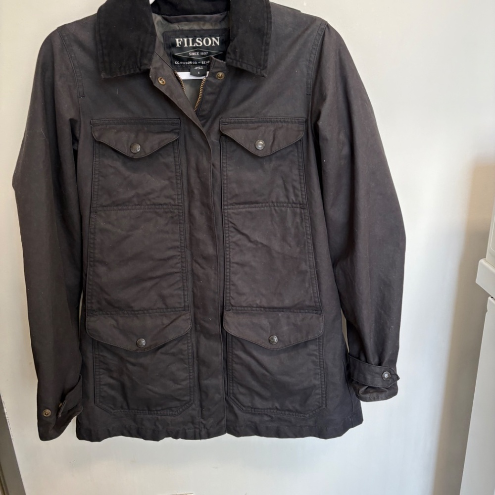 Filson Dark Brown Waxed Cotton Field Jacket